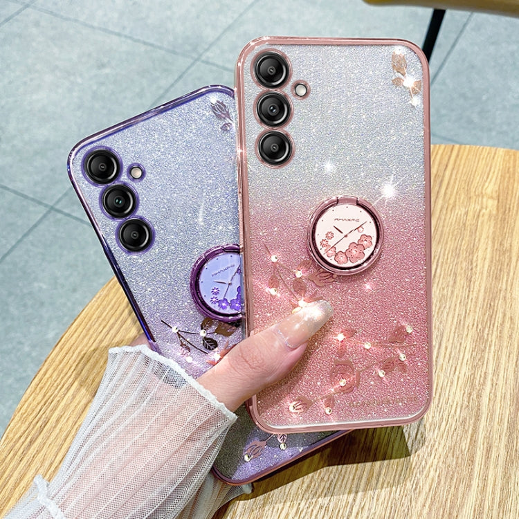 For Samsung Galaxy S25 Ultra 5G Gradient Glitter Immortal Flower Ring All-inclusive Phone Case(Blue) - Galaxy S25 Ultra 5G Cases by PMC Jewellery | Online Shopping South Africa | PMC Jewellery | Buy Now Pay Later Mobicred