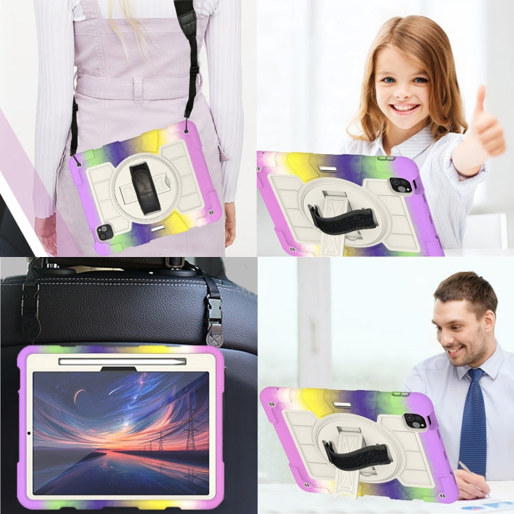 For iPad Air 11 2025 / 2024 Silicone Hybrid PC Shockproof Tablet Case with Shoulder Strap(Colorful Purple) - free shipping - PMC TechLife - Order now!