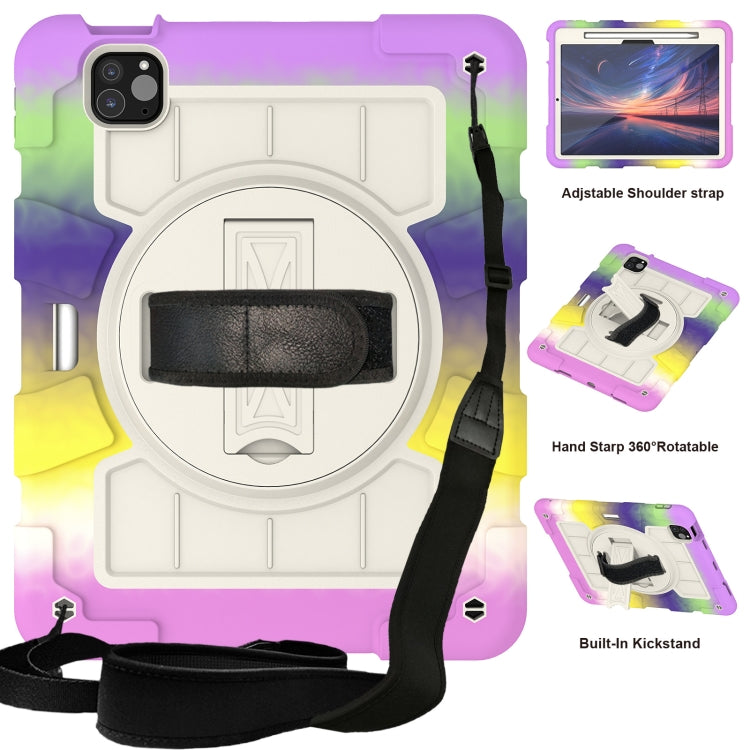 For iPad Pro 11 2024 Silicone Hybrid PC Shockproof Tablet Case with Shoulder Strap(Colorful Purple) - iPad Pro 11 2024 Cases by PMC TechLife | Online Shopping South Africa | PMC TechLife | Buy Now Pay Later Mobicred