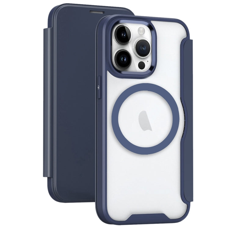For iPhone 14 Pro MagSafe RFID Blocking Adsorption Flip Leather Phone Case(Purple) - iPhone 14 Pro Cases by PMC TechLife | Online Shopping South Africa | PMC TechLife