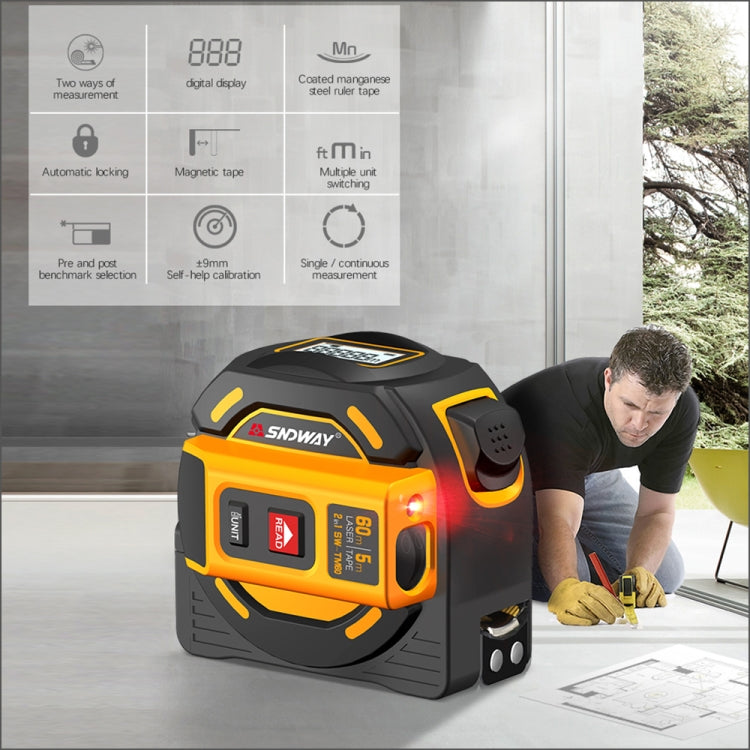 SNDWAY SW-TM60 60m Digital Rangefinder Laser Distance Meter Tape Multi-function Self-Locking Hand Tool Device - free shipping - PMC Jewellery - Order now!