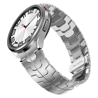 For Samsung Galaxy Watch 5 40 / 44mm Lron Man Curved Connection Stainless Steel Watch Band(Silver) - Watch Bands by PMC Jewellery | Online Shopping South Africa | PMC Jewellery