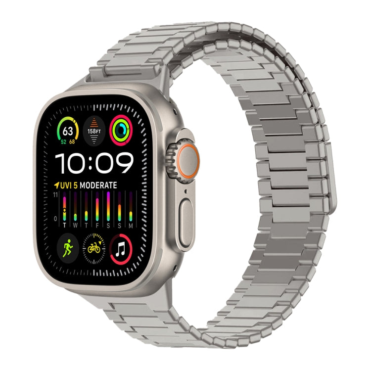 For Apple Watch Ultra 2 49mm Bamboo Magnetic Stainless Steel Metal Watch Strap(Titanium Color) - Watch Bands by PMC Jewellery | Online Shopping South Africa | PMC Jewellery