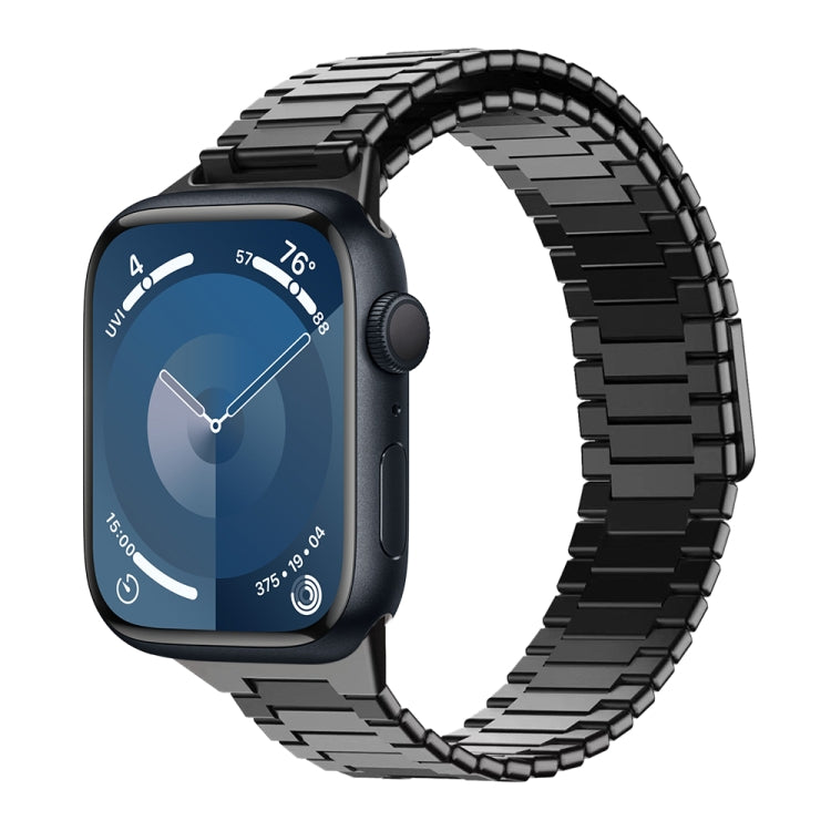 For Apple Watch Series 9 45mm Bamboo Magnetic Stainless Steel Metal Watch Strap(Black) - Watch Bands by PMC Jewellery | Online Shopping South Africa | PMC Jewellery