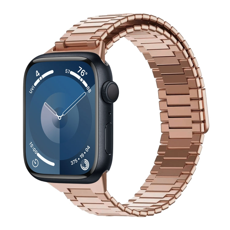 For Apple Watch Series 9 45mm Bamboo Magnetic Stainless Steel Metal Watch Strap(Rose Gold) - Watch Bands by PMC Jewellery | Online Shopping South Africa | PMC Jewellery