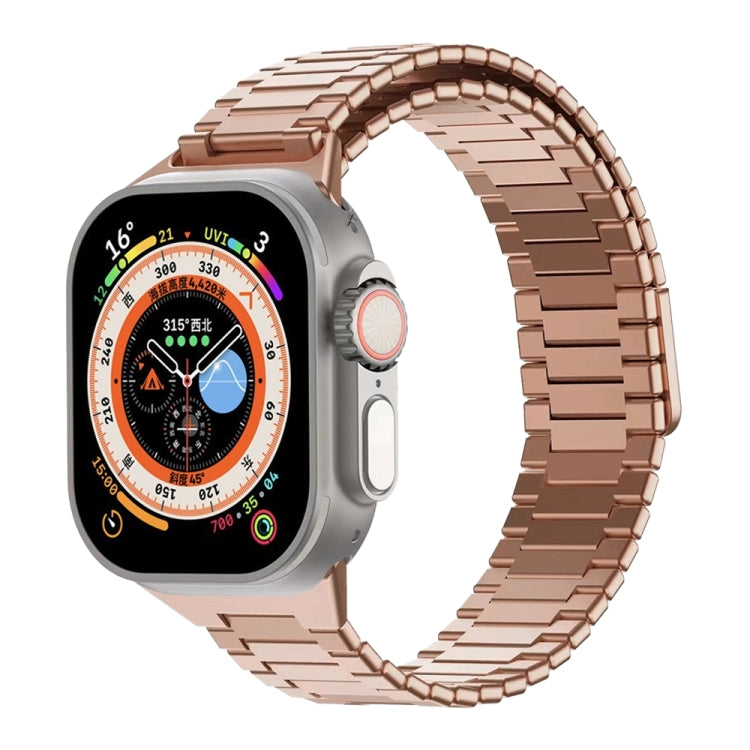 For Apple Watch Ultra 49mm  Bamboo Magnetic Stainless Steel Metal Watch Strap(Rose Gold) - Watch Bands by PMC Jewellery | Online Shopping South Africa | PMC Jewellery