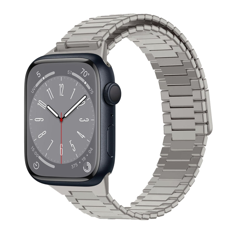 For Apple Watch Series 8 45mm Bamboo Magnetic Stainless Steel Metal Watch Strap(Titanium Color) - Watch Bands by PMC Jewellery | Online Shopping South Africa | PMC Jewellery