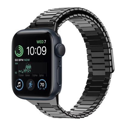 For Apple Watch SE 2022 40mm Bamboo Magnetic Stainless Steel Metal Watch Strap(Black) - Watch Bands by PMC Jewellery | Online Shopping South Africa | PMC Jewellery