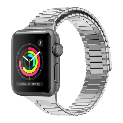 For Apple Watch Series 3 42mm Bamboo Magnetic Stainless Steel Metal Watch Strap(Silver) - Watch Bands by PMC Jewellery | Online Shopping South Africa | PMC Jewellery