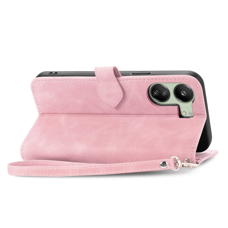 For Xiaomi Redmi 13C Embossed Flower Zipper Leather Phone Case(Pink) - 13C Cases by PMC TechLife | Online Shopping South Africa | PMC TechLife