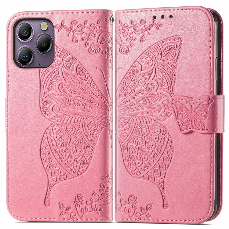 For Blackview A96 Butterfly Love Flower Embossed Leather Phone Case(Pink) - More Brand by PMC TechLife | Online Shopping South Africa | PMC TechLife