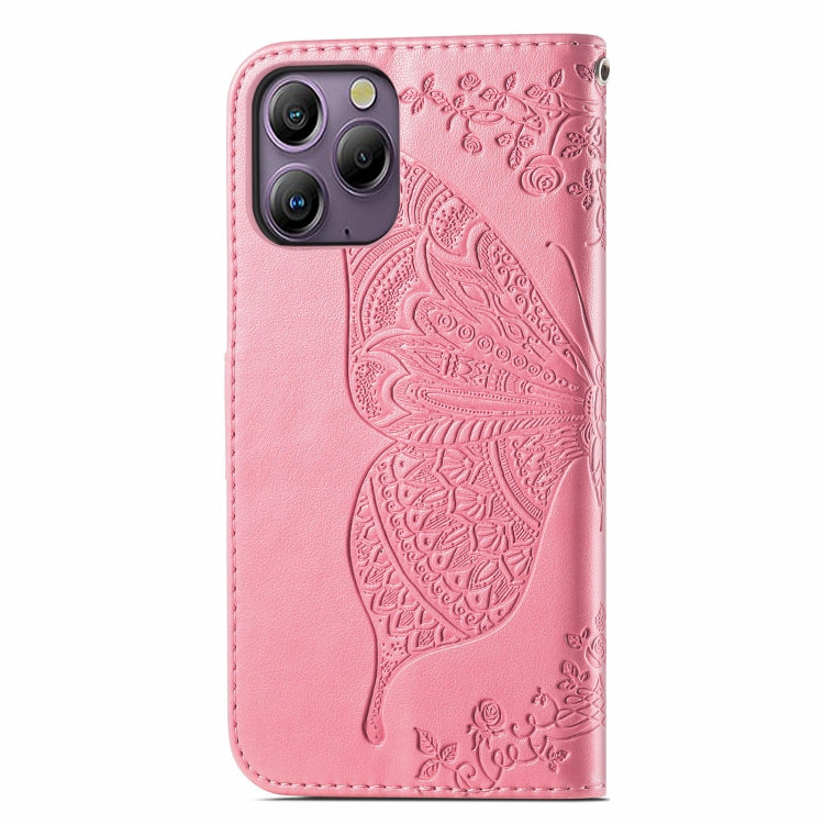 For Blackview A96 Butterfly Love Flower Embossed Leather Phone Case(Pink) - More Brand by PMC TechLife | Online Shopping South Africa | PMC TechLife