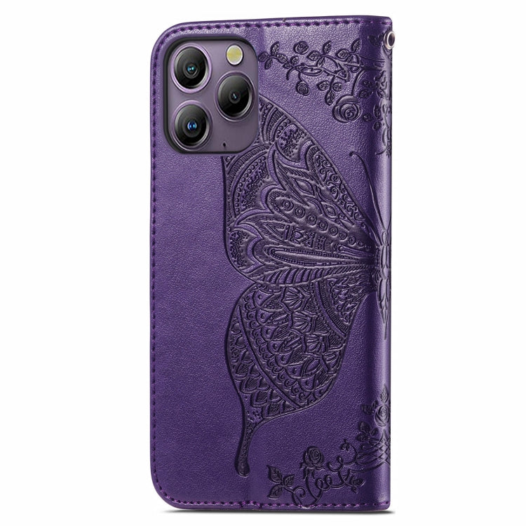 For Blackview A96 Butterfly Love Flower Embossed Leather Phone Case(Dark Purple) - More Brand by PMC TechLife | Online Shopping South Africa | PMC TechLife | Buy Now Pay Later Mobicred