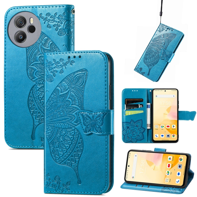 For Blackview Shark 8 Butterfly Love Flower Embossed Leather Phone Case(Blue) - More Brand by PMC Jewellery | Online Shopping South Africa | PMC Jewellery | Buy Now Pay Later Mobicred