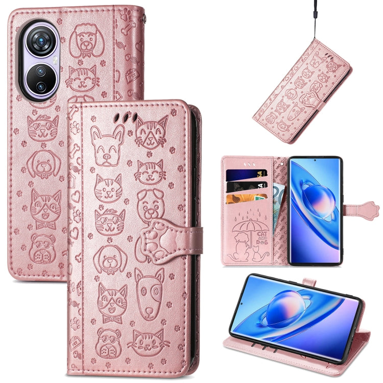 For Blackview A200 Pro Cat and Dog Embossed Leather Phone Case(Rose Gold) - More Brand by PMC TechLife | Online Shopping South Africa | PMC TechLife