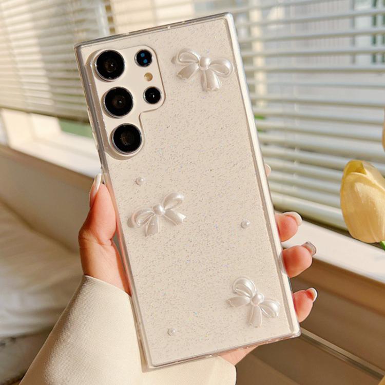 For Samsung Galaxy S25 Ultra 5G Pearl Bow Glitter Epoxy TPU Phone Case(Three Knots) - Galaxy S25 Ultra 5G Cases by PMC Jewellery | Online Shopping South Africa | PMC Jewellery | Buy Now Pay Later Mobicred