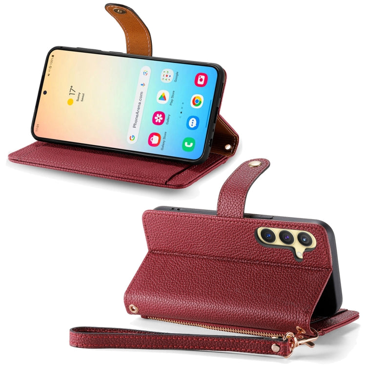 For Samsung Galaxy S24+ 5G Love Zipper Lanyard Leather Phone Case(Red) - free shipping - PMC Jewellery - Order now!