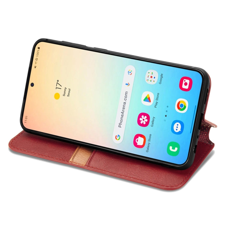 For Samsung Galaxy S25 5G Cubic Grid Pressed Magnetic Leather Phone Case(Red) - Galaxy S25 5G Cases by PMC Jewellery | Online Shopping South Africa | PMC Jewellery | Buy Now Pay Later Mobicred