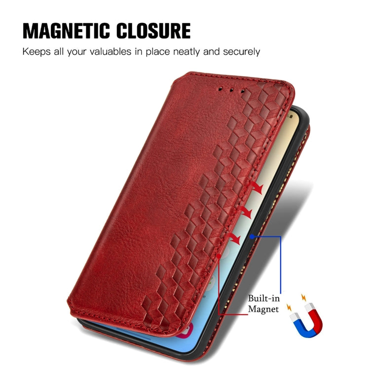 For Samsung Galaxy S25 5G Cubic Grid Pressed Magnetic Leather Phone Case(Red) - Galaxy S25 5G Cases by PMC Jewellery | Online Shopping South Africa | PMC Jewellery | Buy Now Pay Later Mobicred