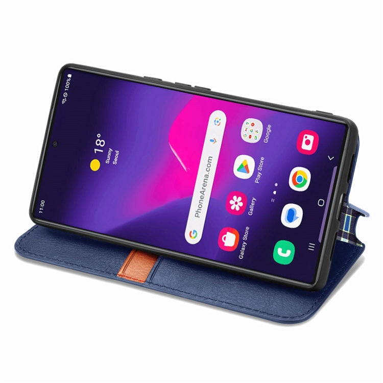 For Samsung Galaxy S25 Ultra 5G Cubic Grid Pressed Magnetic Leather Phone Case(Blue) - free shipping - PMC Jewellery - Order now!