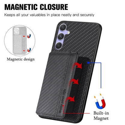 For Samsung Galaxy S25+ 5G Carbon Fiber Magnetic Card Wallet RFID Blocking Phone Case(Black) - Galaxy S25+ 5G Cases by PMC Jewellery | Online Shopping South Africa | PMC Jewellery | Buy Now Pay Later Mobicred