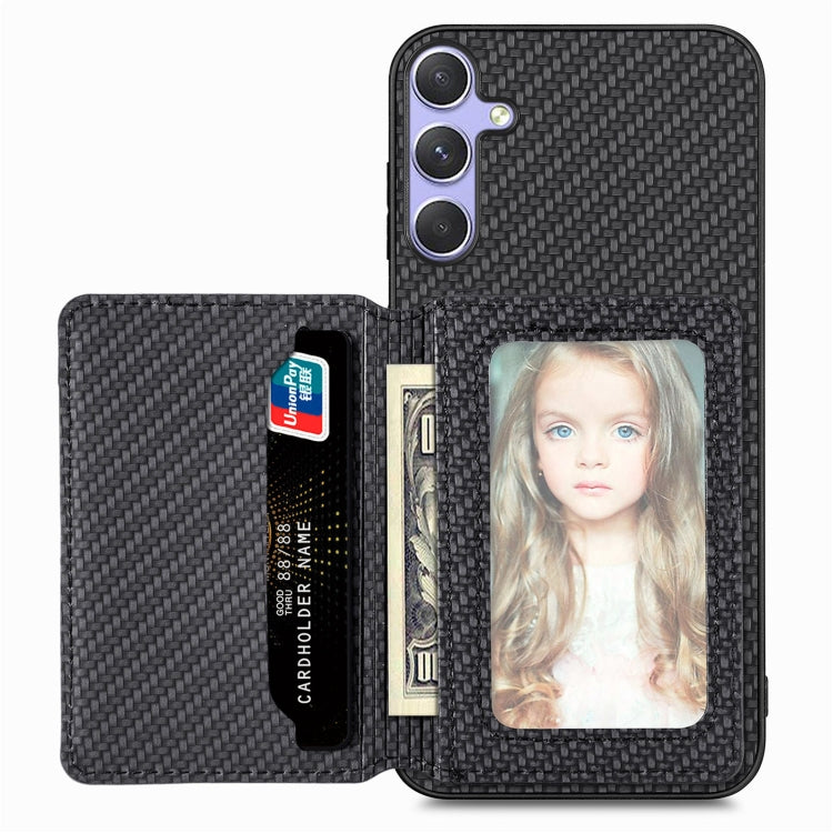 For Samsung Galaxy S25 Ultra 5G Carbon Fiber Magnetic Card Wallet RFID Blocking Phone Case(Black) - Galaxy S25 Ultra 5G Cases by PMC Jewellery | Online Shopping South Africa | PMC Jewellery | Buy Now Pay Later Mobicred