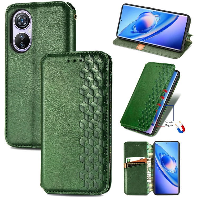 For Blackview A200 Pro Cubic Grid Pressed Magnetic Leather Phone Case(Green) - More Brand by PMC Jewellery | Online Shopping South Africa | PMC Jewellery