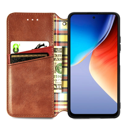 For Blackview A96 Cubic Grid Pressed Magnetic Leather Phone Case(Brown) - More Brand by PMC Jewellery | Online Shopping South Africa | PMC Jewellery