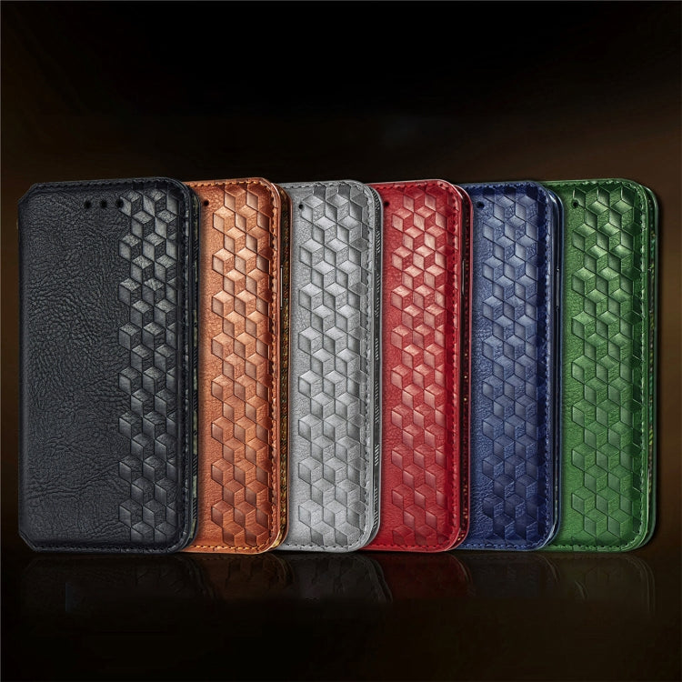 For Blackview A200 Pro Cubic Grid Pressed Magnetic Leather Phone Case(Grey) - More Brand by PMC TechLife | Online Shopping South Africa | PMC TechLife