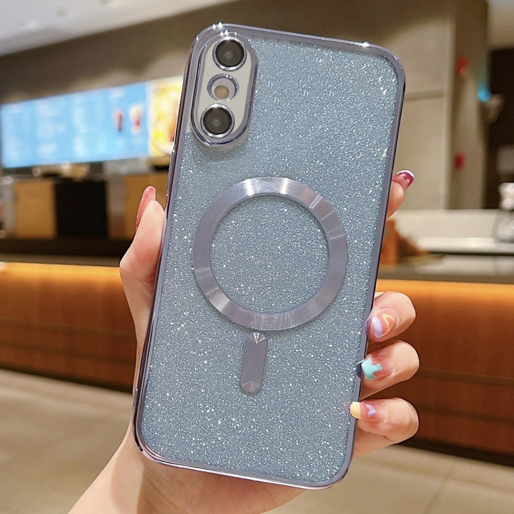 For iPhone X / XS Glitter Electroplating MagSafe TPU Phone Case(Blue) - More iPhone Cases by PMC TechLife | Online Shopping South Africa | PMC TechLife | Buy Now Pay Later Mobicred