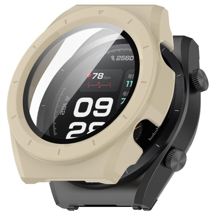 For Xiaomi Watch H1 PC + Tempered Film Integrated Watch Protective Case(Beige) - Watch Cases by PMC TechLife | Online Shopping South Africa | PMC TechLife | Buy Now Pay Later Mobicred
