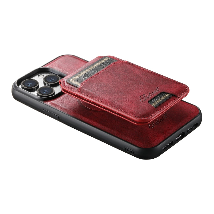 For iPhone 14 Plus Suteni H15 MagSafe Oil Eax Leather Detachable Wallet Back Phone Case(Red) - free shipping - PMC TechLife - Order now!