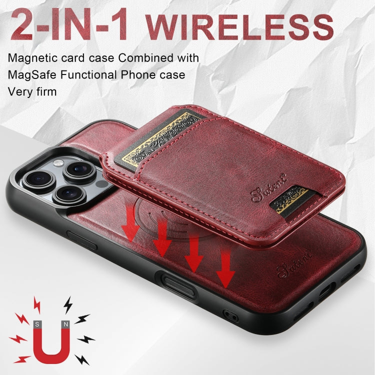 For iPhone 16 Suteni H15 MagSafe Oil Eax Leather Detachable Wallet Back Phone Case(Red) - free shipping - PMC Jewellery - Order now!