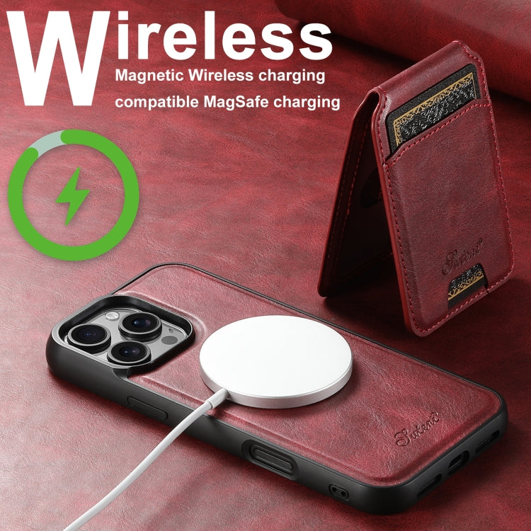 For iPhone 16 Suteni H15 MagSafe Oil Eax Leather Detachable Wallet Back Phone Case(Red) - free shipping - PMC Jewellery - Order now!