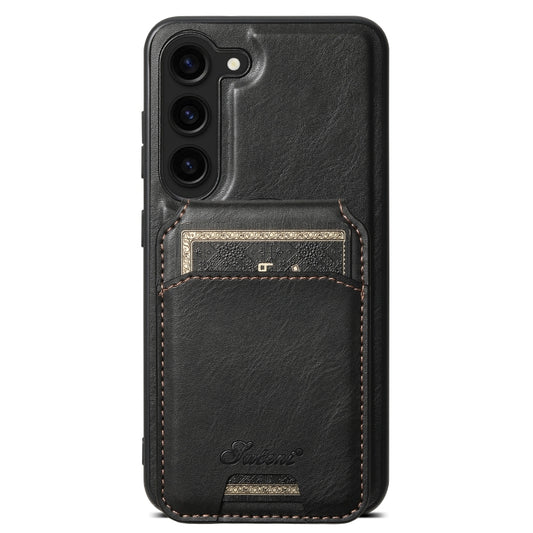 For Samsung Galaxy S23+ 5G Suteni H15 MagSafe Oil Eax Leather Detachable Wallet Back Phone Case(Black) - Galaxy S23+ 5G Cases by Suteni | Online Shopping South Africa | PMC Jewellery