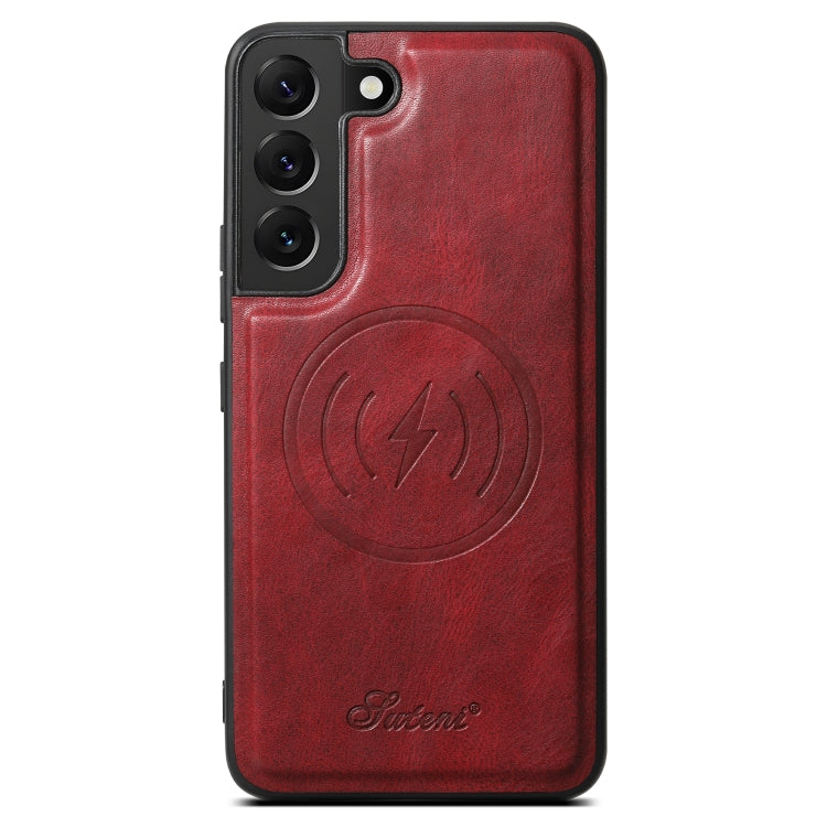 For Samsung Galaxy S22 5G Suteni H15 MagSafe Oil Eax Leather Detachable Wallet Back Phone Case(Red) - Galaxy S22 5G Cases by Suteni | Online Shopping South Africa | PMC Jewellery