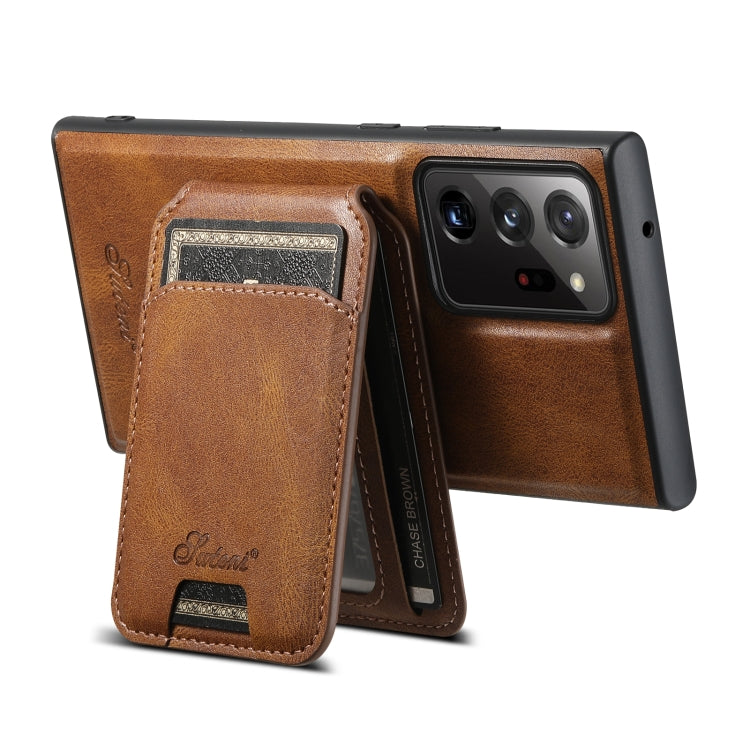 For Samsung Galaxy Note20 5G Suteni H15  Oil Eax Leather Detachable Wallet Back Phone Case(Khaki) - Galaxy Note20 Cases by Suteni | Online Shopping South Africa | PMC TechLife | Buy Now Pay Later Mobicred