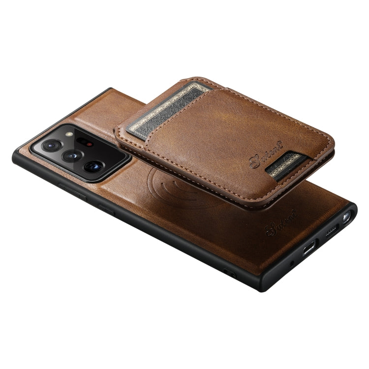 For Samsung Galaxy Note20 5G Suteni H15 MagSafe Oil Eax Leather Detachable Wallet Back Phone Case(Khaki) - Galaxy Note20 Cases by Suteni | Online Shopping South Africa | PMC Jewellery