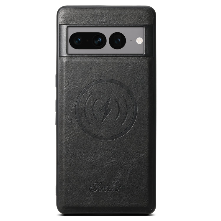 For Google Pixel 7a Suteni H15 Oil Eax Leather Detachable Wallet Back Phone Case(Black) - Google Cases by Suteni | Online Shopping South Africa | PMC Jewellery | Buy Now Pay Later Mobicred