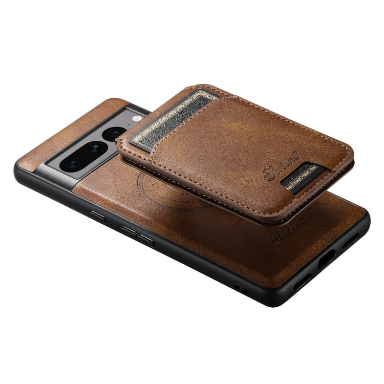 For Google Pixel 7a Suteni H15 Oil Eax Leather Detachable Wallet Back Phone Case(Brown) - Google Cases by Suteni | Online Shopping South Africa | PMC Jewellery | Buy Now Pay Later Mobicred