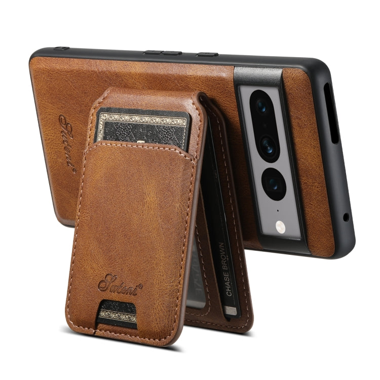 For Google Pixel 7a Suteni H15 Oil Eax Leather Detachable Wallet Back Phone Case(Khaki) - Google Cases by Suteni | Online Shopping South Africa | PMC Jewellery | Buy Now Pay Later Mobicred