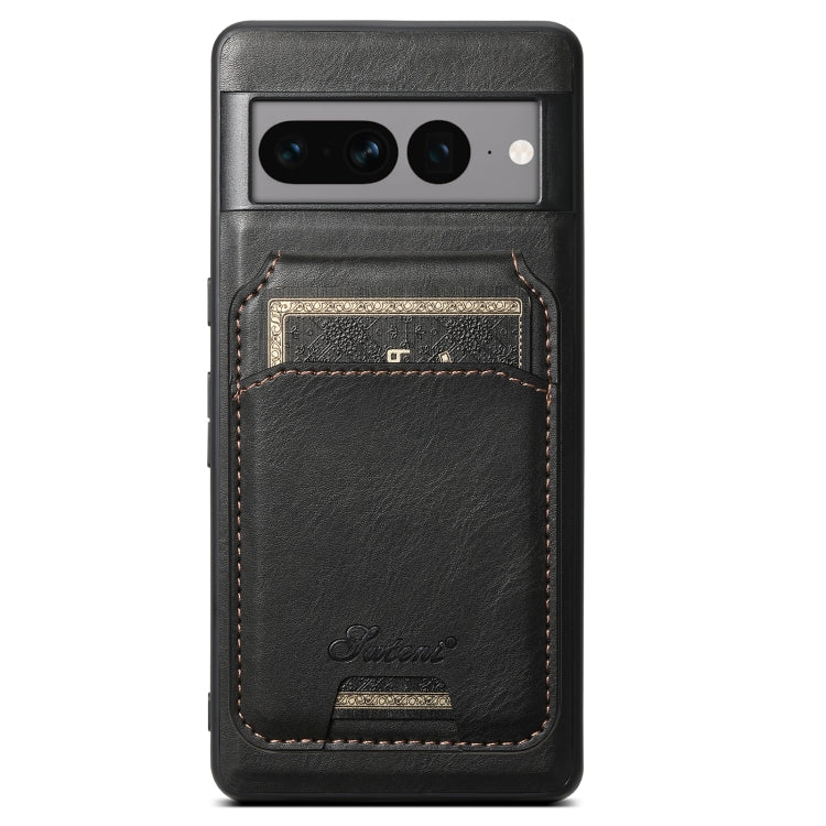 For Google Pixel 7 Pro Suteni H15 Oil Eax Leather Detachable Wallet Back Phone Case(Black) - Google Cases by Suteni | Online Shopping South Africa | PMC Jewellery | Buy Now Pay Later Mobicred