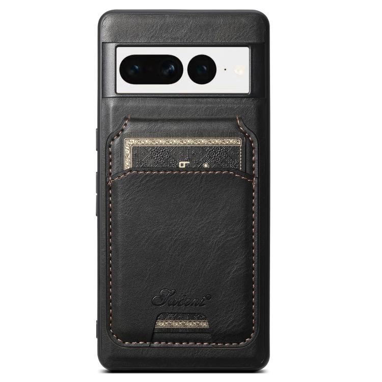 For Google Pixel 7 Suteni H15 Oil Eax Leather Detachable Wallet Back Phone Case(Black) - free shipping - PMC Jewellery - Order now!