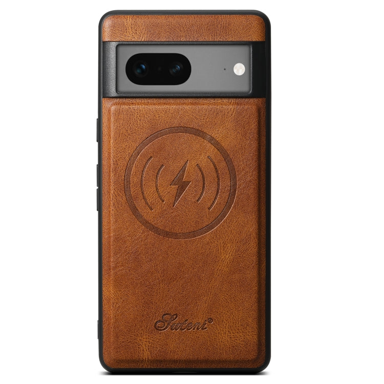 For Google Pixel 7 Suteni H15 Oil Eax Leather Detachable Wallet Back Phone Case(Brown) - Google Cases by Suteni | Online Shopping South Africa | PMC Jewellery | Buy Now Pay Later Mobicred