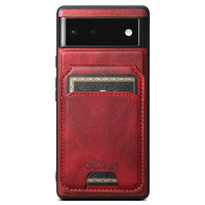 For Google Pixel 6 Pro Suteni H15 Oil Eax Leather Detachable Wallet Back Phone Case(Red) - Google Cases by Suteni | Online Shopping South Africa | PMC Jewellery | Buy Now Pay Later Mobicred