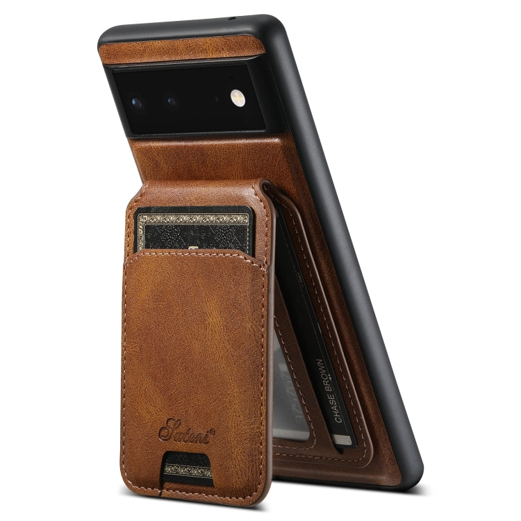 For Google Pixel 6 Suteni H15 Oil Eax Leather Detachable Wallet Back Phone Case(Khaki) - free shipping - PMC Jewellery - Order now!
