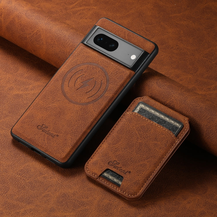 For Google Pixel 7 Suteni H16 Litchi Texture Leather Detachable Wallet Back Phone Case(Khaki) - free shipping - PMC TechLife - Order now!