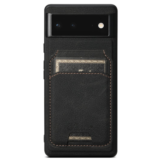 For Google Pixel 6a Suteni H16 Litchi Texture Leather Detachable Wallet Back Phone Case(Black) - Google Cases by Suteni | Online Shopping South Africa | PMC Jewellery | Buy Now Pay Later Mobicred