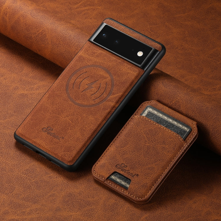 For Google Pixel 6a Suteni H16 Litchi Texture Leather Detachable Wallet Back Phone Case(Blue) - Google Cases by Suteni | Online Shopping South Africa | PMC TechLife | Buy Now Pay Later Mobicred