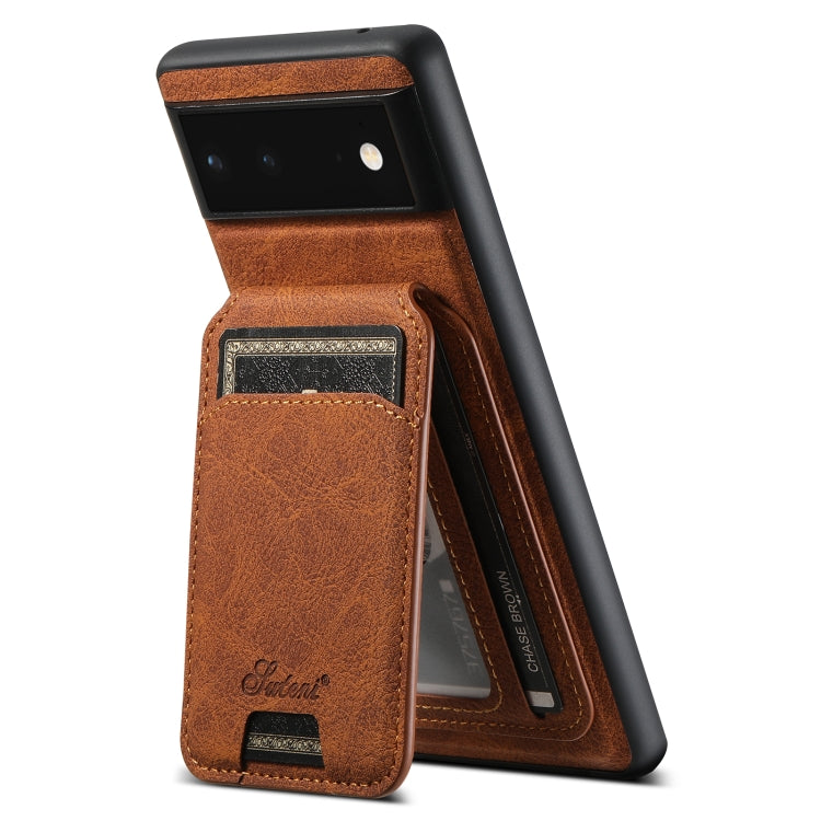 For Google Pixel 6 Suteni H16 Litchi Texture Leather Detachable Wallet Back Phone Case(Black) - Google Cases by Suteni | Online Shopping South Africa | PMC TechLife | Buy Now Pay Later Mobicred